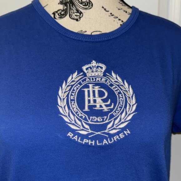 Lauren Ralph Lauren Active Blue Cotton Embroidered Logo Shirt - Picture 2 of 7